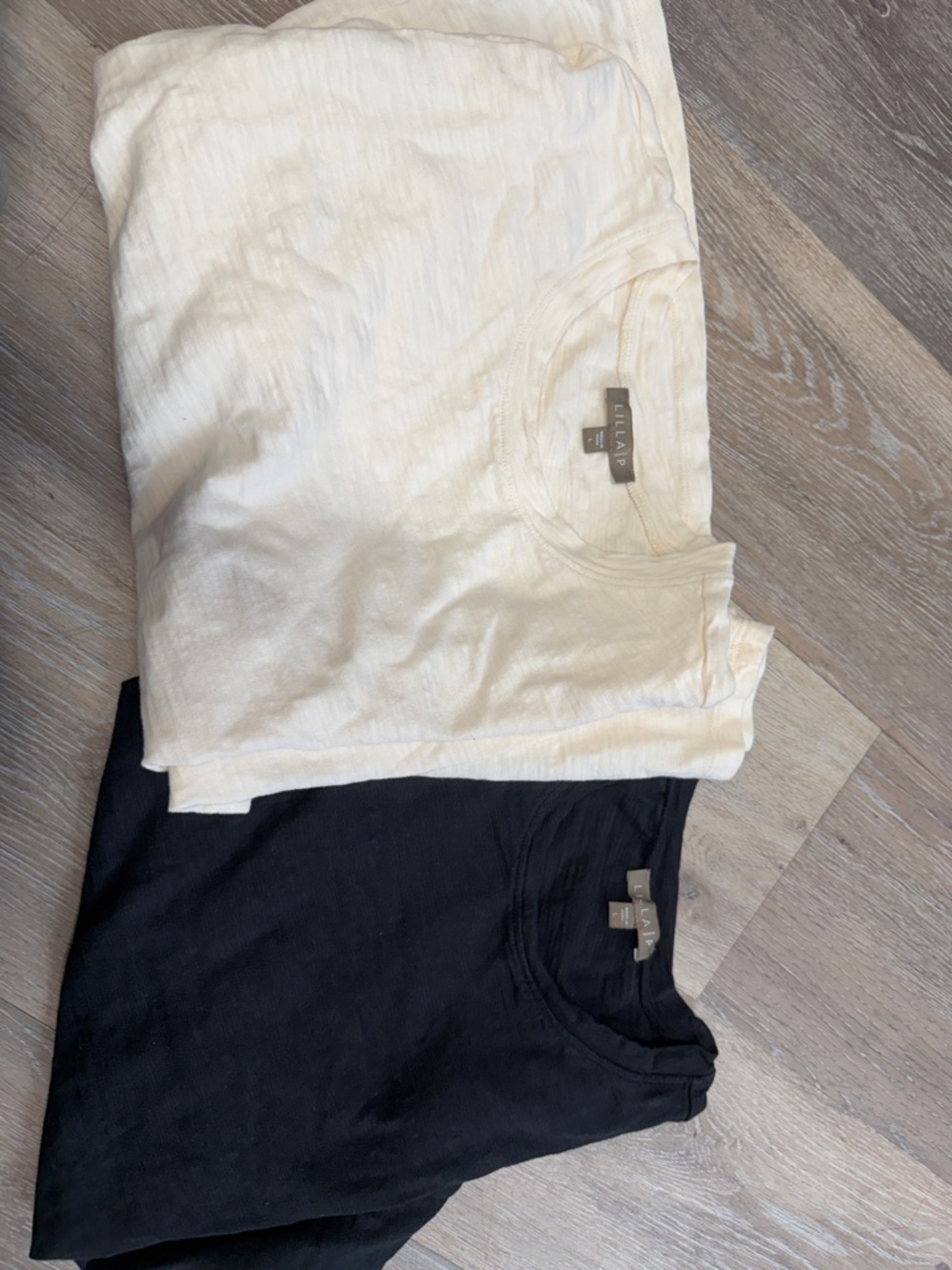 Lilla P Cream Short Sleeve Tee & Black Lot of 2 size Large